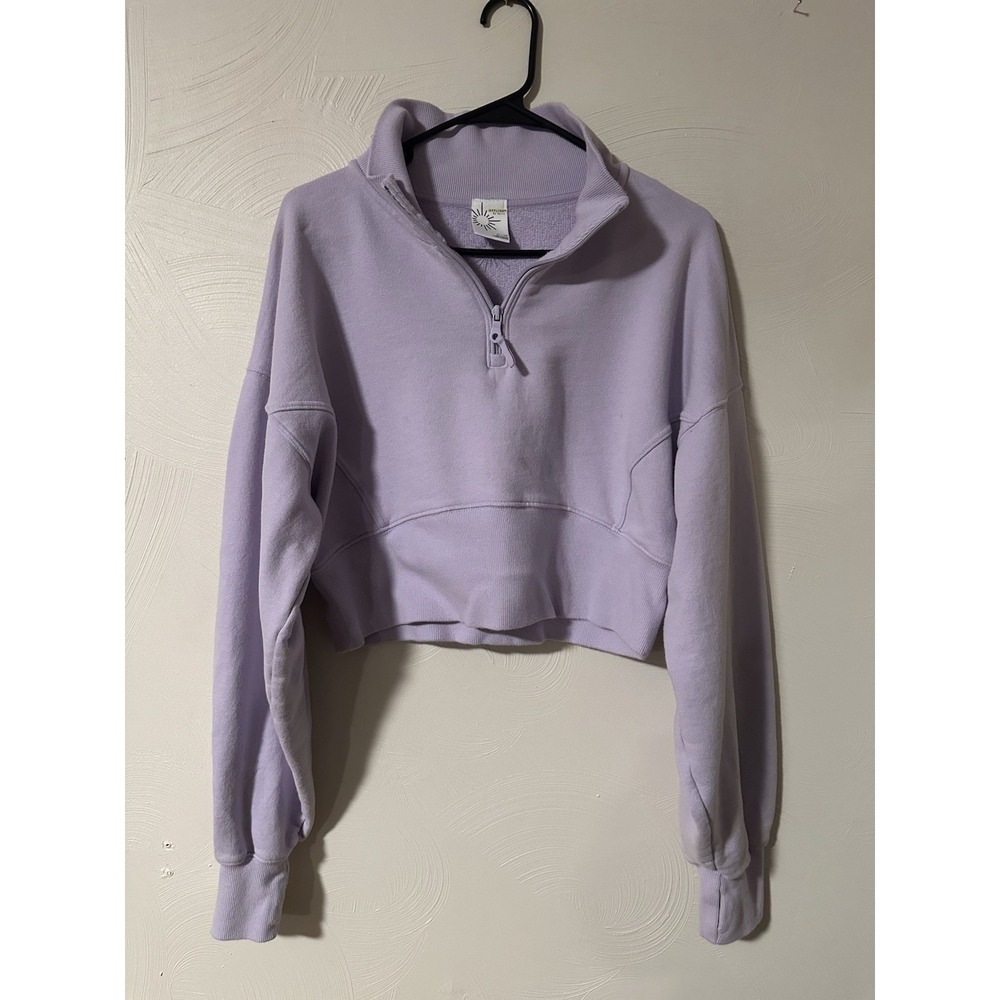 Aerie Offline Lilac Purple Quarter Zip Sweatshirt Cropped Size XL